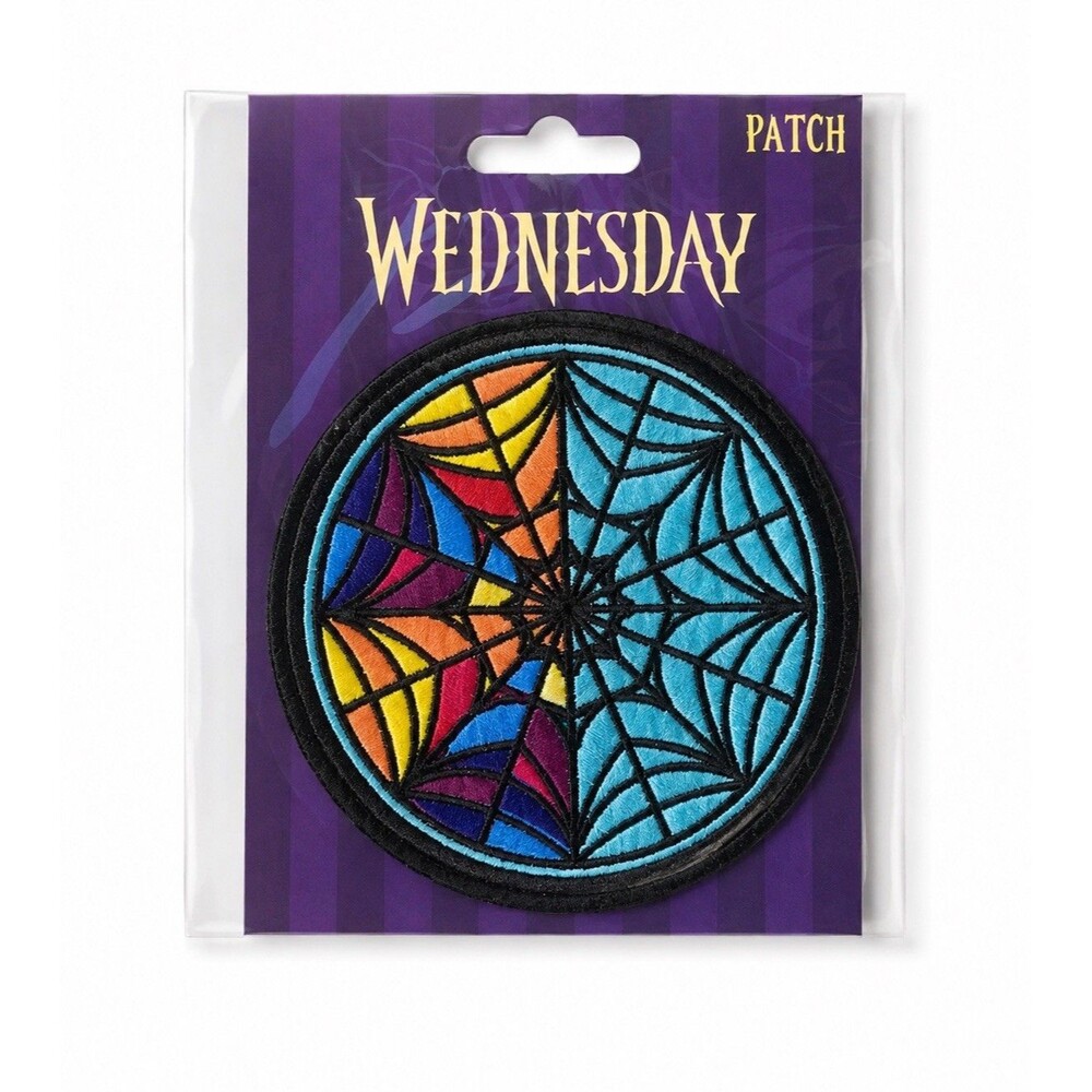 Wednesday Stained Glass Spider Web Embroidered Iron On Patch Official Gothic
